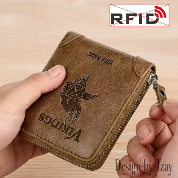 Minnesota Vikings Leather Men's Zipper Wallet Trending 2025 SPTLMZWALLET053 - Image 5