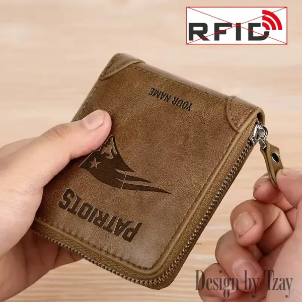 New England Patriots Leather Men's Zipper Wallet Trending 2025 SPTLMZWALLET054