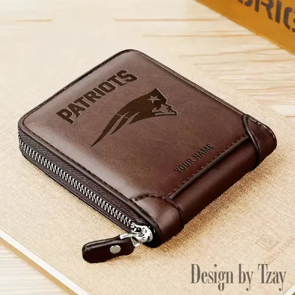 New England Patriots Leather Men's Zipper Wallet Trending 2025 SPTLMZWALLET054 - Image 2