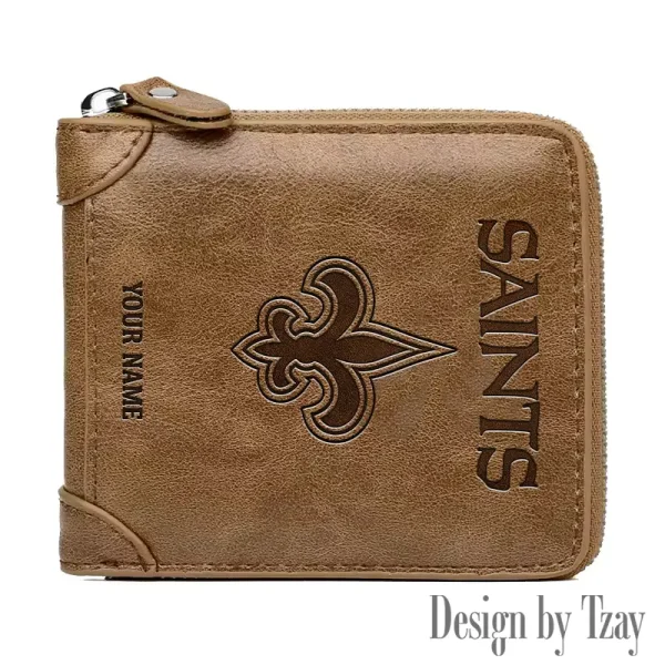 New Orleans Saints Leather Men's Zipper Wallet Trending 2025 SPTLMZWALLET055