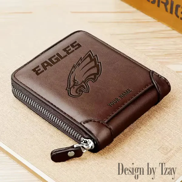 Philadelphia Eagles Leather Men's Zipper Wallet Trending 2025 SPTLMZWALLET058 - Image 5
