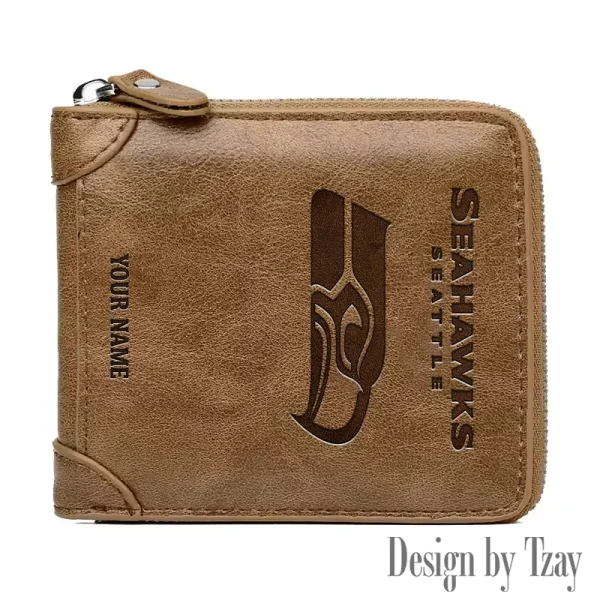 Seattle Seahawks Leather Men's Zipper Wallet Trending 2025 SPTLMZWALLET061