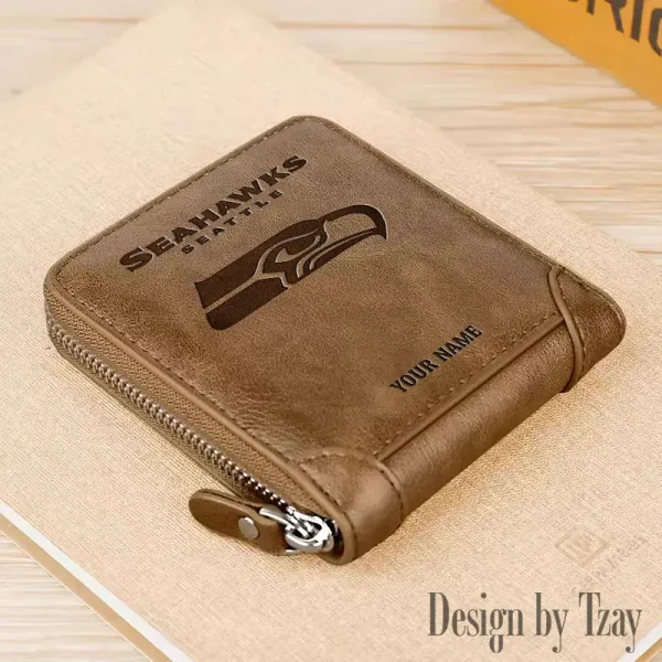 Seattle Seahawks Leather Men's Zipper Wallet Trending 2025 SPTLMZWALLET061 - Image 2