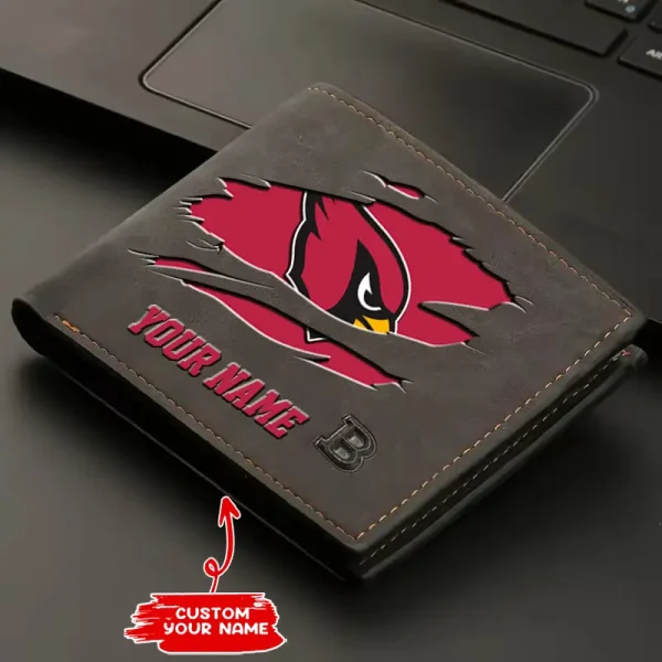 Arizona Cardinals Fashion Light Face Soft Leather Mens Horizontal Multifunctional Wallet SPTMLFSW001