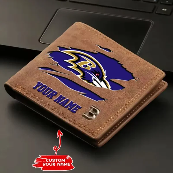 Baltimore Ravens Fashion Light Face Soft Leather Mens Horizontal Multifunctional Wallet SPTMLFSW003 - Image 2