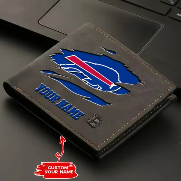 Buffalo Bills Fashion Light Face Soft Leather Mens Horizontal Multifunctional Wallet SPTMLFSW004