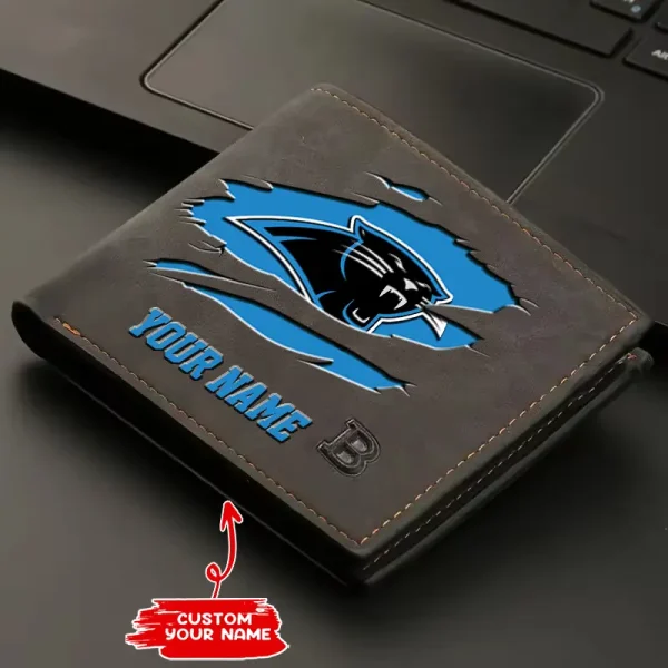 Carolina Panthers Fashion Light Face Soft Leather Mens Horizontal Multifunctional Wallet SPTMLFSW005