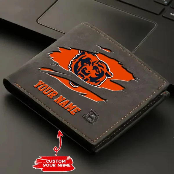 Chicago Bears Fashion Light Face Soft Leather Mens Horizontal Multifunctional Wallet SPTMLFSW006