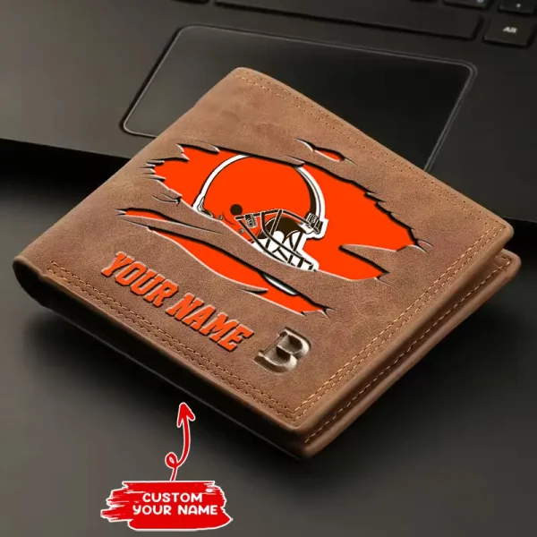 Cleveland Browns Fashion Light Face Soft Leather Mens Horizontal Multifunctional Wallet SPTMLFSW008 - Image 2