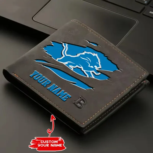 Detroit Lions Fashion Light Face Soft Leather Mens Horizontal Multifunctional Wallet SPTMLFSW011