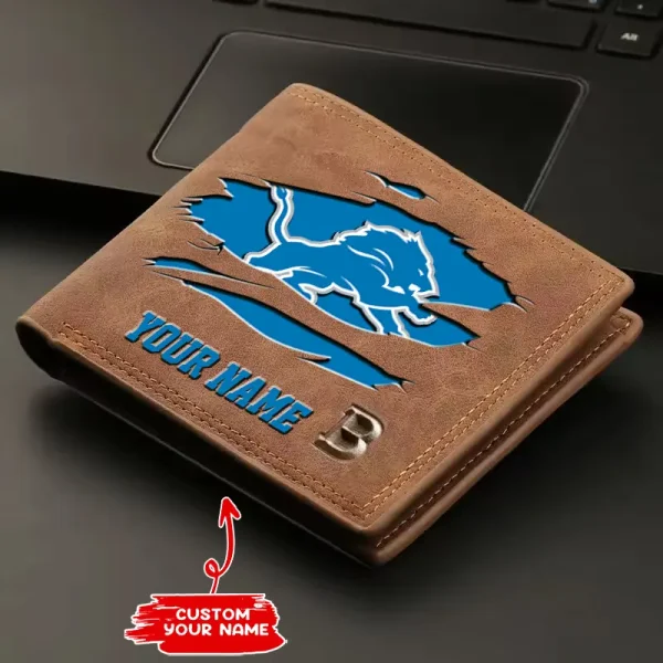 Detroit Lions Fashion Light Face Soft Leather Mens Horizontal Multifunctional Wallet SPTMLFSW011 - Image 2