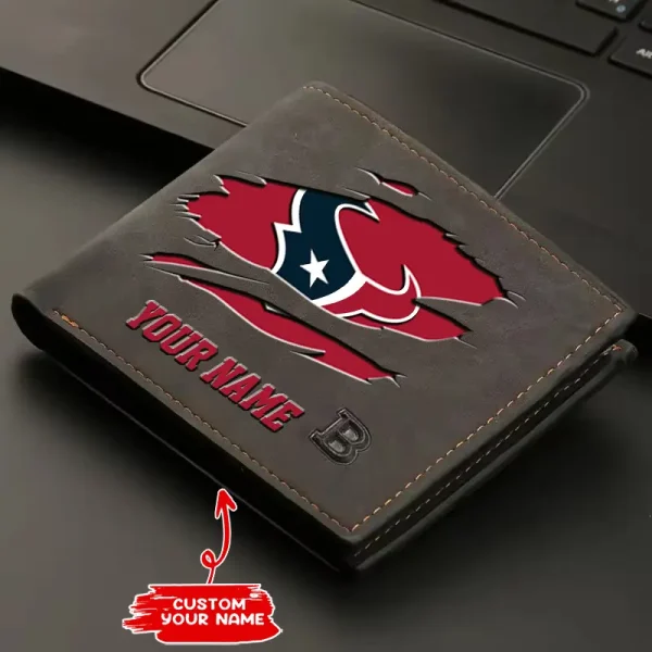 Houston Texans Fashion Light Face Soft Leather Mens Horizontal Multifunctional Wallet SPTMLFSW013