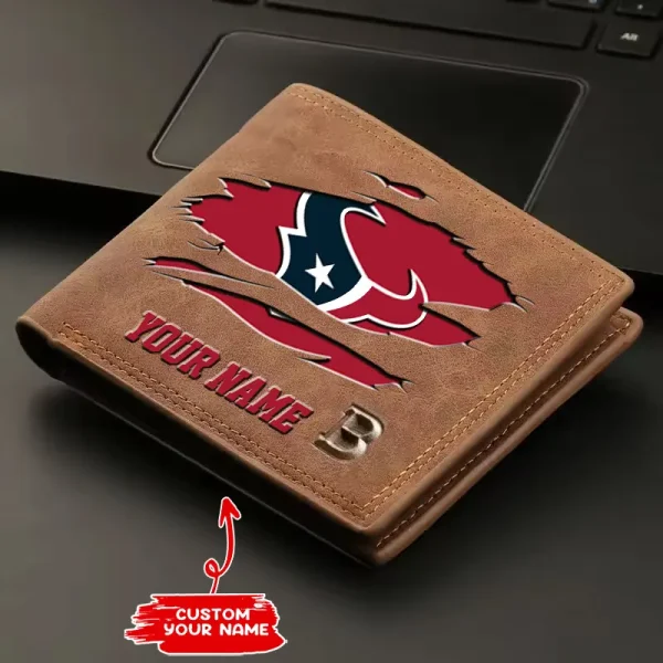 Houston Texans Fashion Light Face Soft Leather Mens Horizontal Multifunctional Wallet SPTMLFSW013 - Image 2