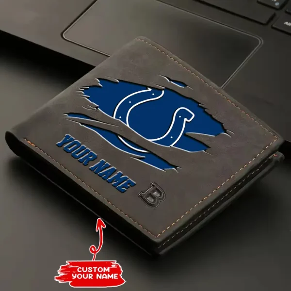 Indianapolis Colts Fashion Light Face Soft Leather Mens Horizontal Multifunctional Wallet SPTMLFSW014