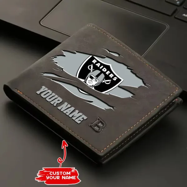 Las Vegas Raiders Fashion Light Face Soft Leather Mens Horizontal Multifunctional Wallet SPTMLFSW017