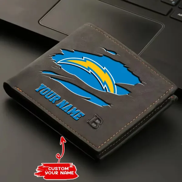 Los Angeles Chargers Fashion Light Face Soft Leather Mens Horizontal Multifunctional Wallet SPTMLFSW018