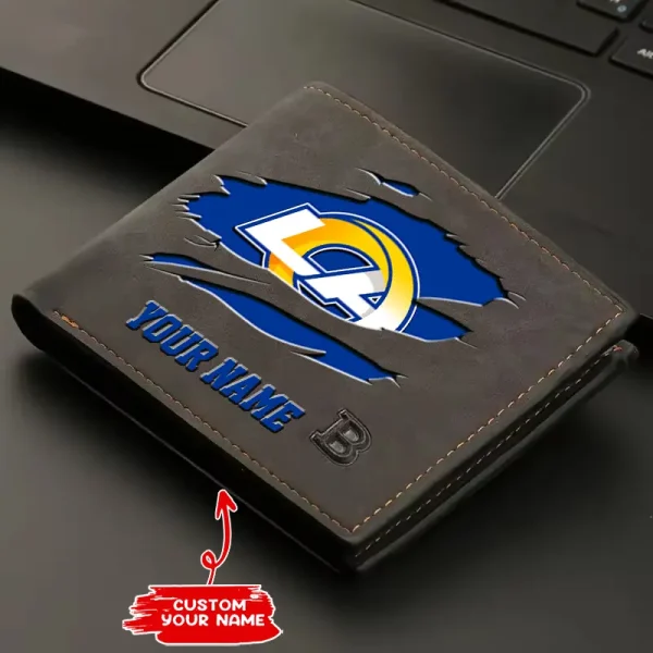 Los Angeles Rams Fashion Light Face Soft Leather Mens Horizontal Multifunctional Wallet SPTMLFSW019