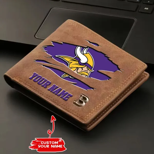 Minnesota Vikings Fashion Light Face Soft Leather Mens Horizontal Multifunctional Wallet SPTMLFSW021 - Image 2