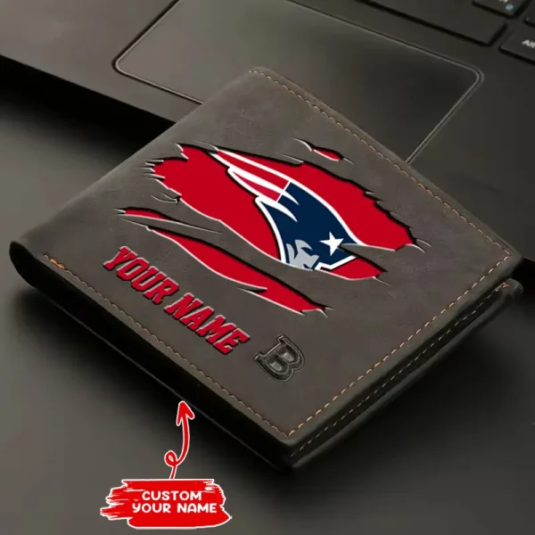 New England Patriots Fashion Light Face Soft Leather Mens Horizontal Multifunctional Wallet SPTMLFSW022