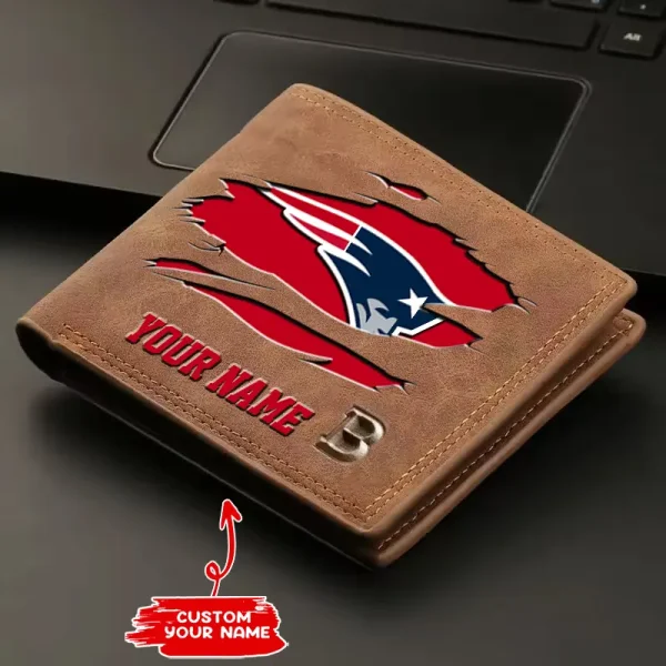 New England Patriots Fashion Light Face Soft Leather Mens Horizontal Multifunctional Wallet SPTMLFSW022 - Image 2