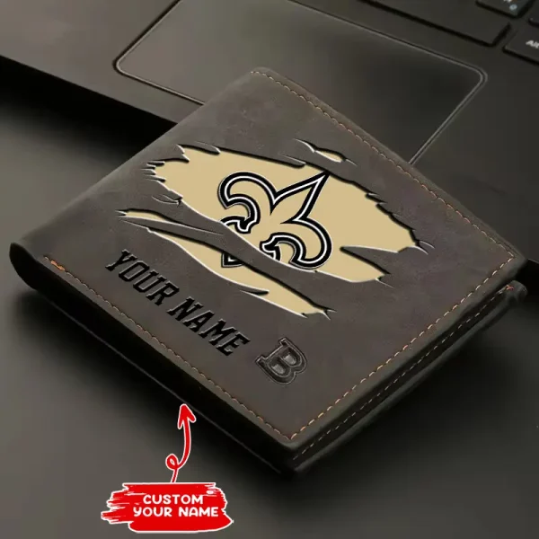 New Orleans Saints Fashion Light Face Soft Leather Mens Horizontal Multifunctional Wallet SPTMLFSW023