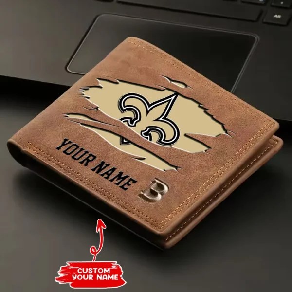 New Orleans Saints Fashion Light Face Soft Leather Mens Horizontal Multifunctional Wallet SPTMLFSW023 - Image 2