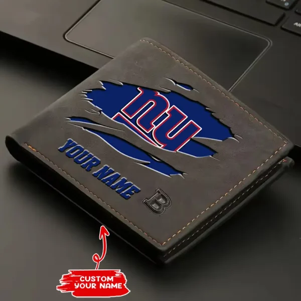 New York Giants Fashion Light Face Soft Leather Mens Horizontal Multifunctional Wallet SPTMLFSW024