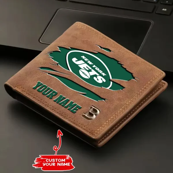 New York Jets Fashion Light Face Soft Leather Mens Horizontal Multifunctional Wallet SPTMLFSW025 - Image 2