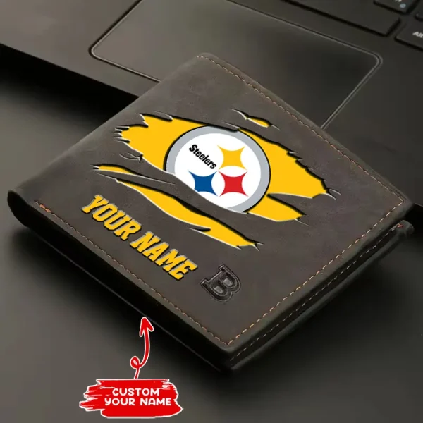 Pittsburgh Steelers Fashion Light Face Soft Leather Mens Horizontal Multifunctional Wallet SPTMLFSW027