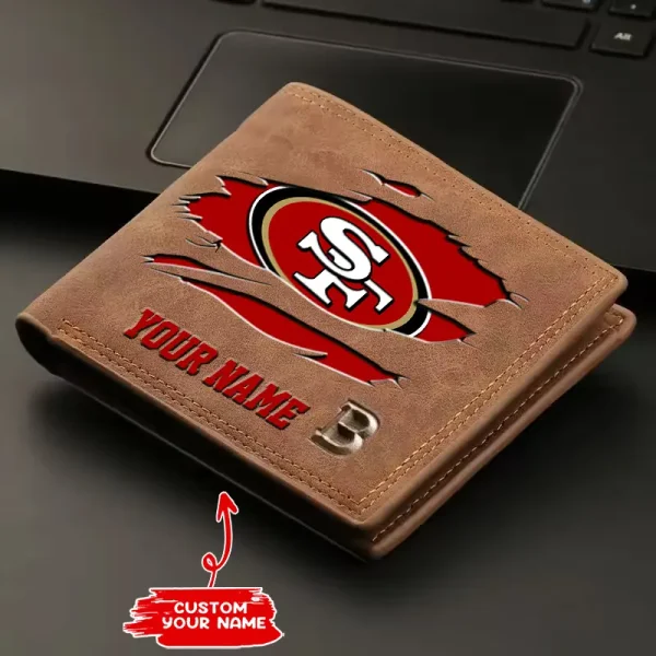 San Francisco 49ers Fashion Light Face Soft Leather Mens Horizontal Multifunctional Wallet SPTMLFSW028 - Image 2