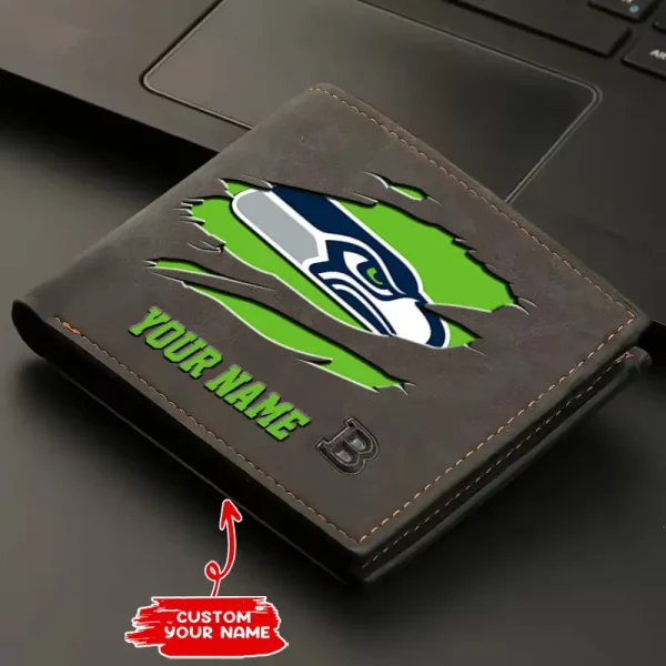 Seattle Seahawks Fashion Light Face Soft Leather Mens Horizontal Multifunctional Wallet SPTMLFSW029
