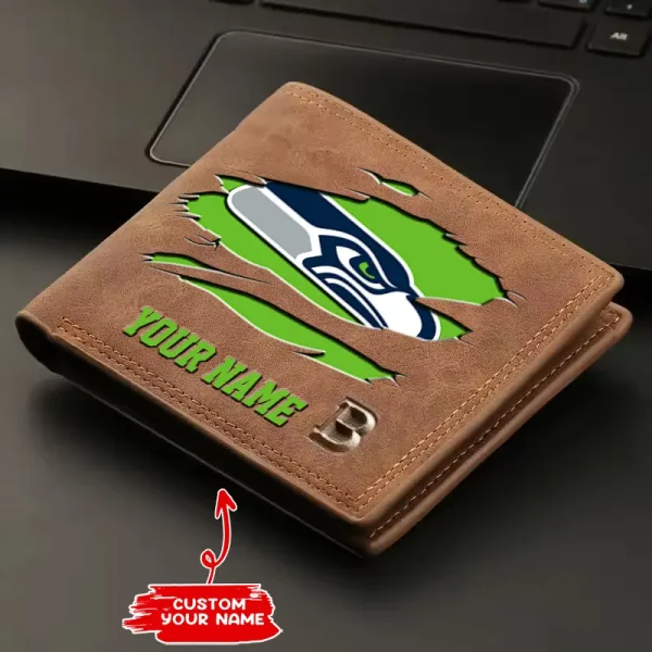 Seattle Seahawks Fashion Light Face Soft Leather Mens Horizontal Multifunctional Wallet SPTMLFSW029 - Image 2