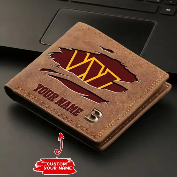 Washington Commanders Fashion Light Face Soft Leather Mens Horizontal Multifunctional Wallet SPTMLFSW032 - Image 2