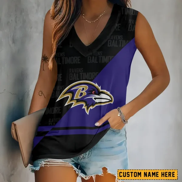 Baltimore Ravens V-neck Women’s Vest T-shirt SPTVNECKWVTS133