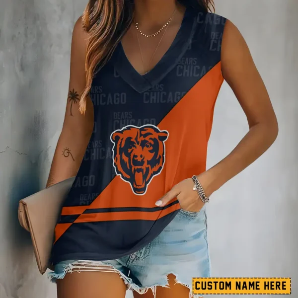 Chicago Bears V-neck Women’s Vest T-shirt SPTVNECKWVTS136