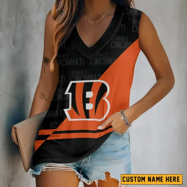 Cincinnati Bengals V-neck Women’s Vest T-shirt SPTVNECKWVTS137