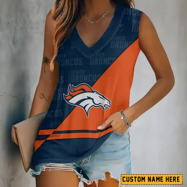 Denver Broncos V-neck Women’s Vest T-shirt SPTVNECKWVTS140