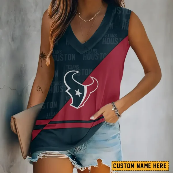 Houston Texans V-neck Women’s Vest T-shirt SPTVNECKWVTS143
