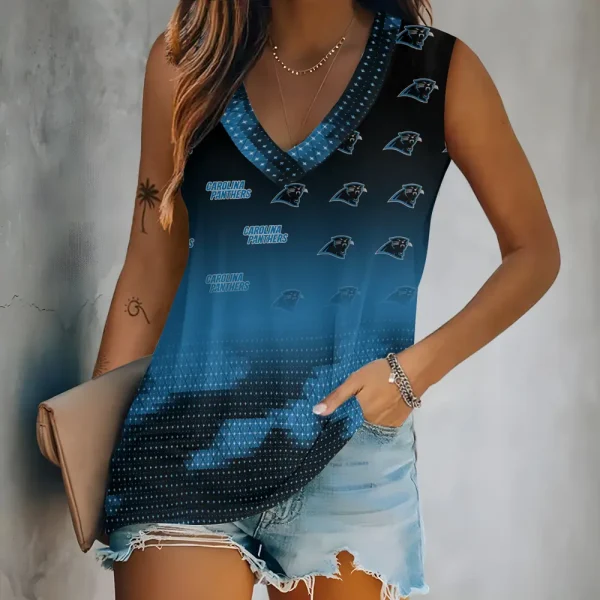 Carolina Panthers V-neck Women’s Vest T-shirt SPTVNECKWVTS167