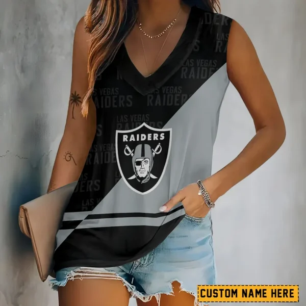 Las Vegas Raiders V-neck Women’s Vest T-shirt SPTVNECKWVTS147