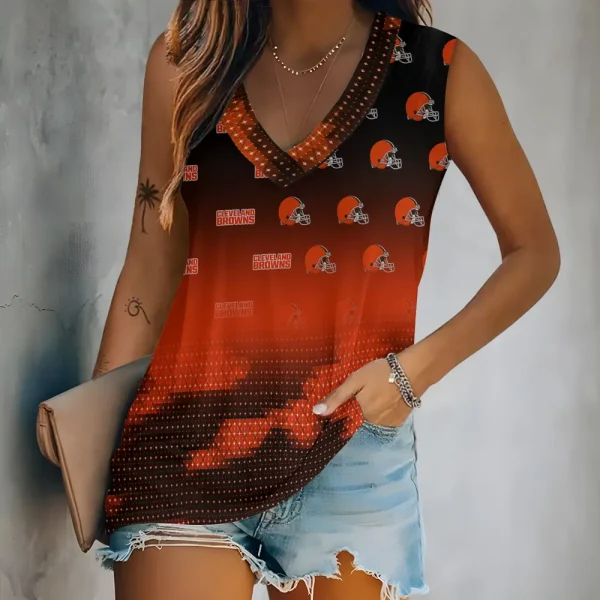 Cleveland Browns V-neck Women’s Vest T-shirt SPTVNECKWVTS170
