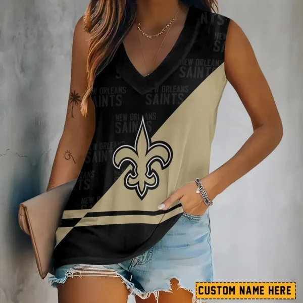 New Orleans Saints V-neck Women’s Vest T-shirt SPTVNECKWVTS153