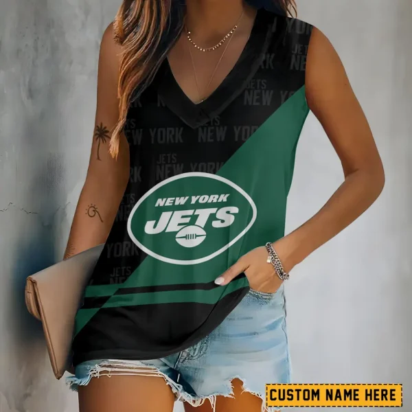 New York Jets V-neck Women’s Vest T-shirt SPTVNECKWVTS155