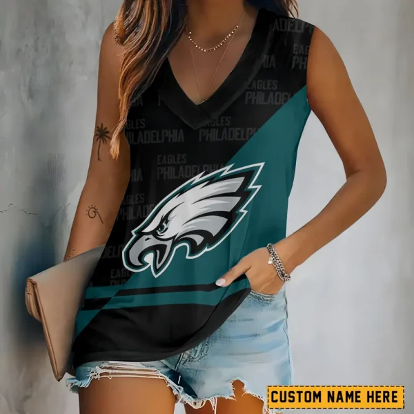 Philadelphia Eagles V-neck Women’s Vest T-shirt SPTVNECKWVTS156