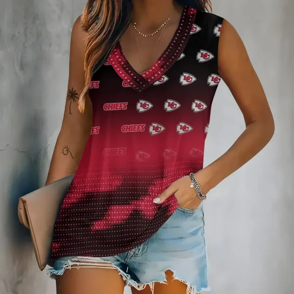 Kansas City Chiefs V-neck Women’s Vest T-shirt SPTVNECKWVTS178