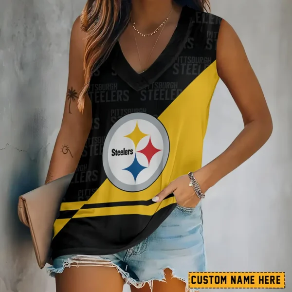 Pittsburgh Steelers V-neck Women’s Vest T-shirt SPTVNECKWVTS157