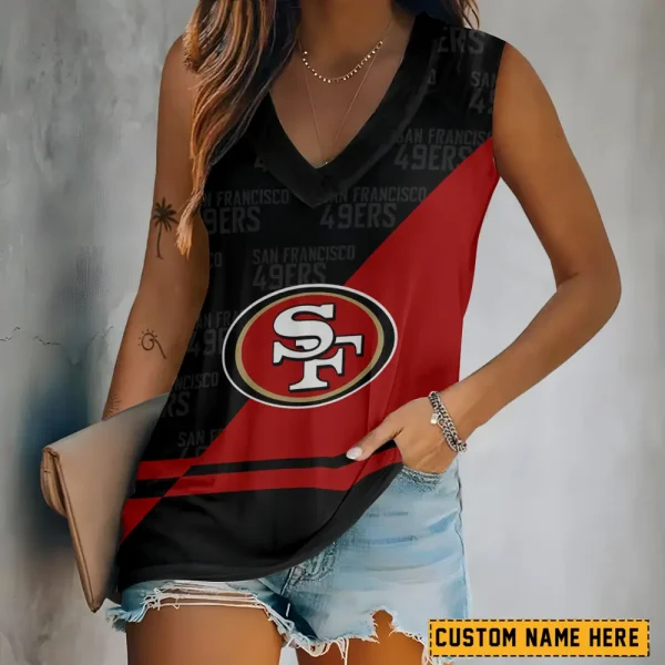 San Francisco 49ers V-neck Women’s Vest T-shirt SPTVNECKWVTS158