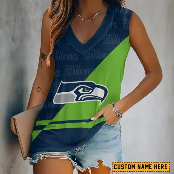 Seattle Seahawks V-neck Women’s Vest T-shirt SPTVNECKWVTS159