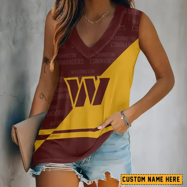 Washington Commanders V-neck Women’s Vest T-shirt SPTVNECKWVTS162