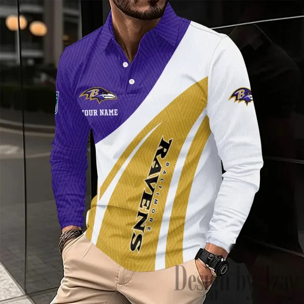 Baltimore Ravens Fashion Men's Business Long Sleeve T-Shirt SPTLSPS330